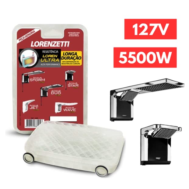 Resistência Chuveiro Lorenzetti Acqua Duo Ultra Storm 127v 5500w Lorenzetti Star Storm Jet Wave Ducha Banheiro Banho