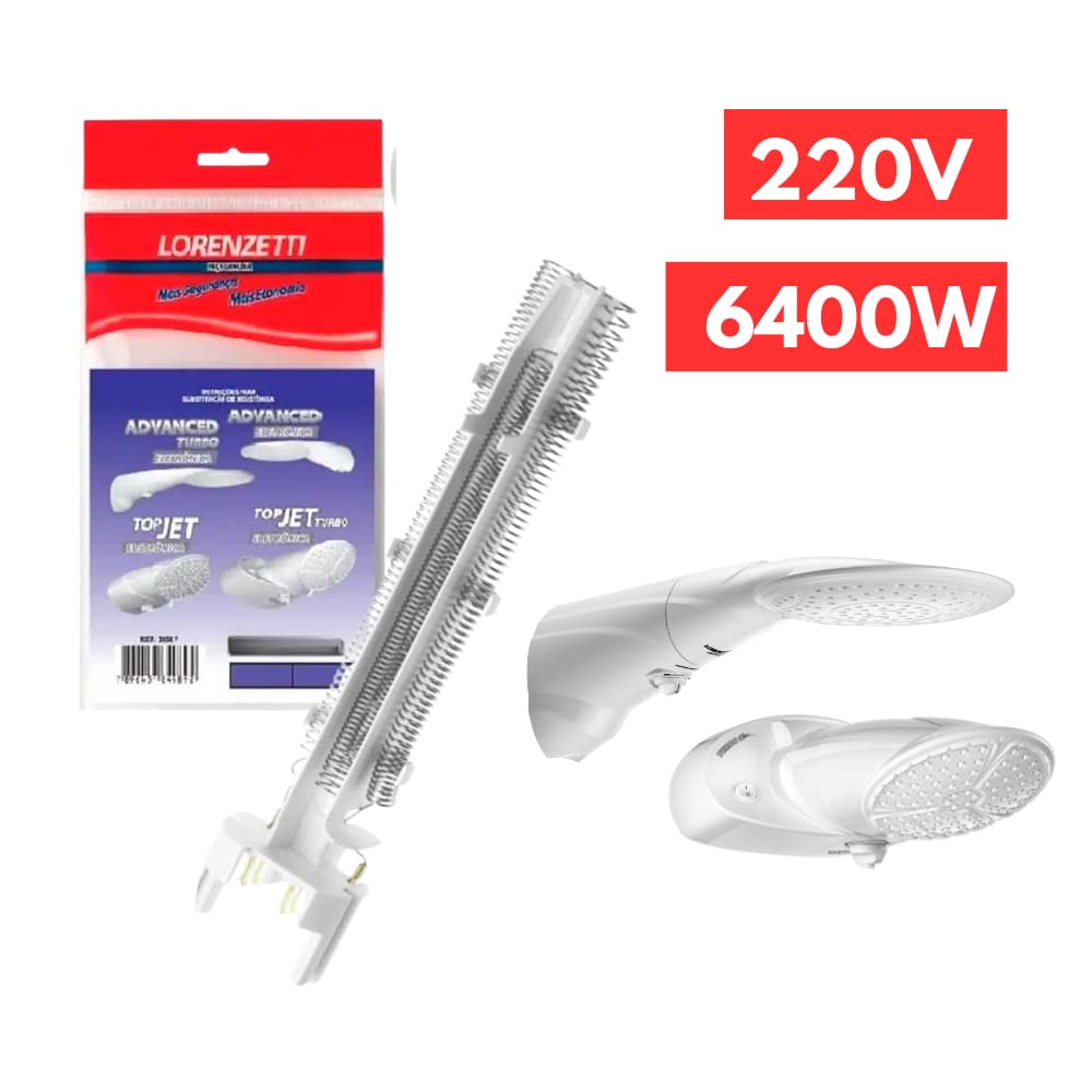 Resistência Chuveiro Advanced Top Jet Multitemperaturas 220v 6400w Lorenzetti Ducha Banho Banheiro