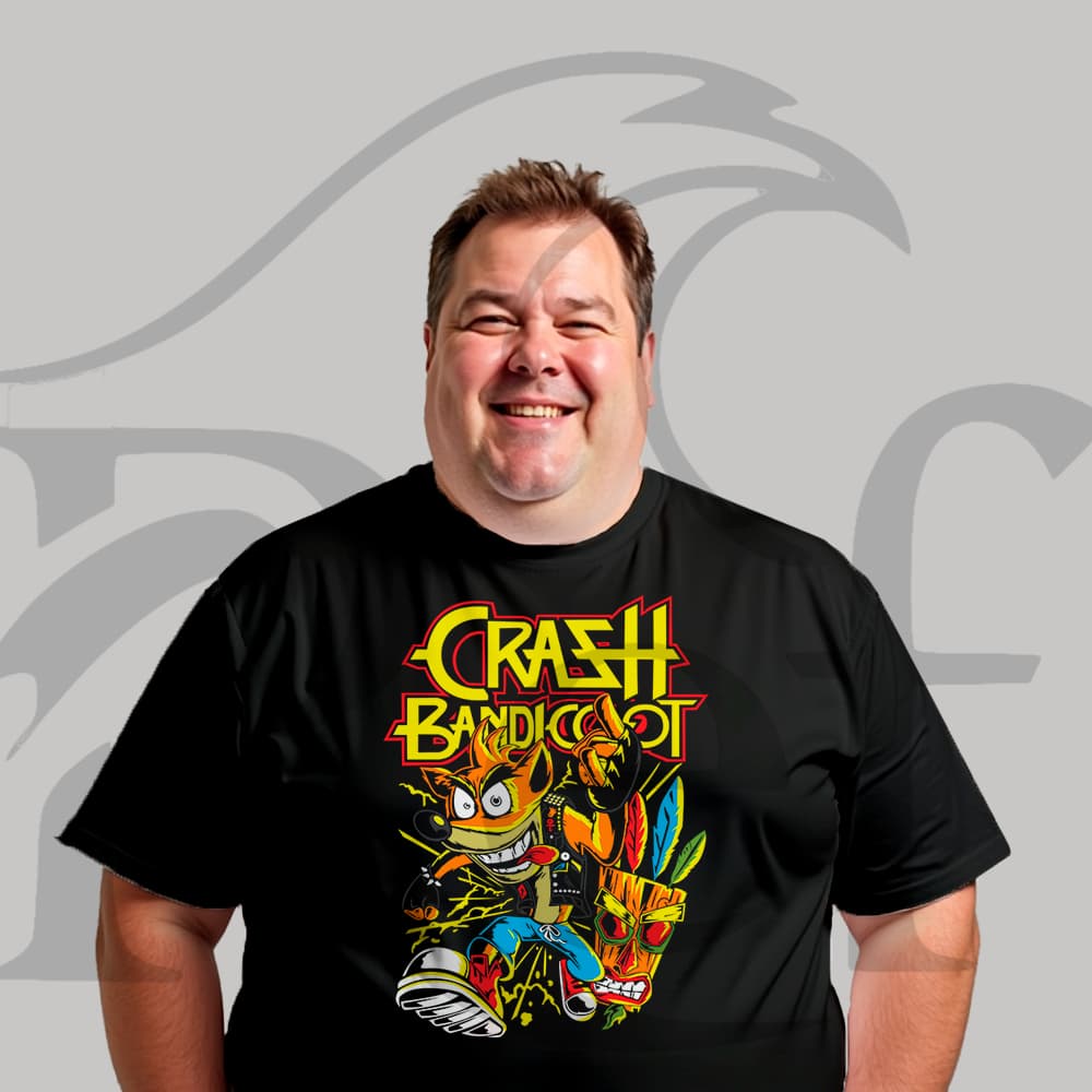 Camiseta Camisa Plus Size Masculina Streetwear Crash Bandicoot 061 Malha Penteada Algodão Premium