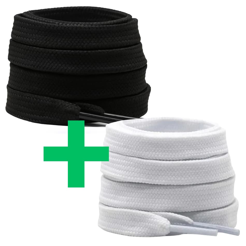 Pares de Cadarço Infantil Chato 70cm Preto e Branco – Resistente para Calçados do 18 ao 27