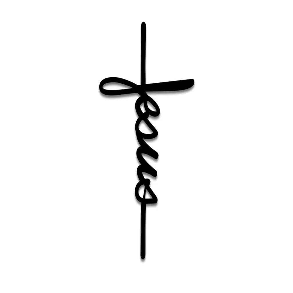 Aplique em MDF Preto 3mm Jesus Em Cruz Decorativo Casa Quarto Sala Religioso