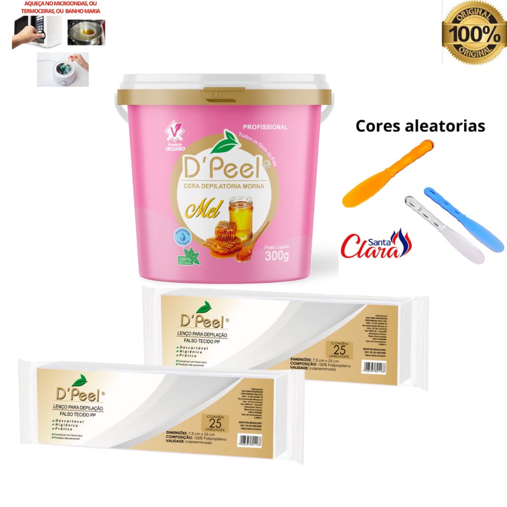 Cera Depilacao DPEEL 300g  Braços,Virilha, Rosto, Pernas e Axilas (Coporal) ENViO IMEDIATO