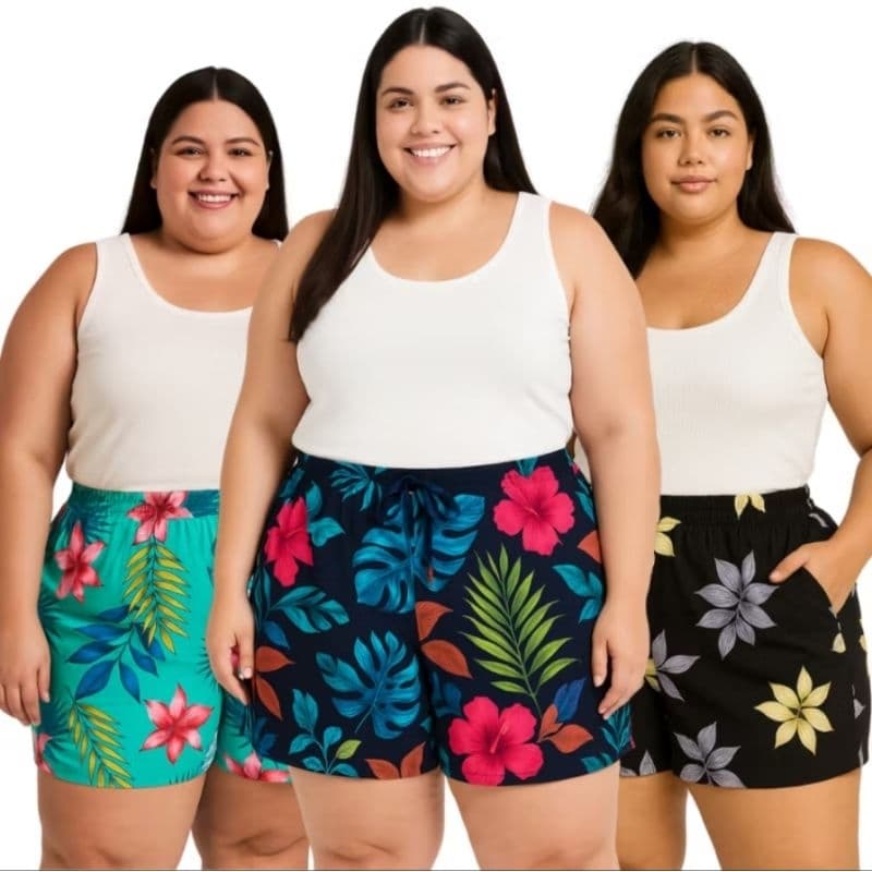 Plus Size Short com Bolso 46 ao 56 Modinha verão de luxo