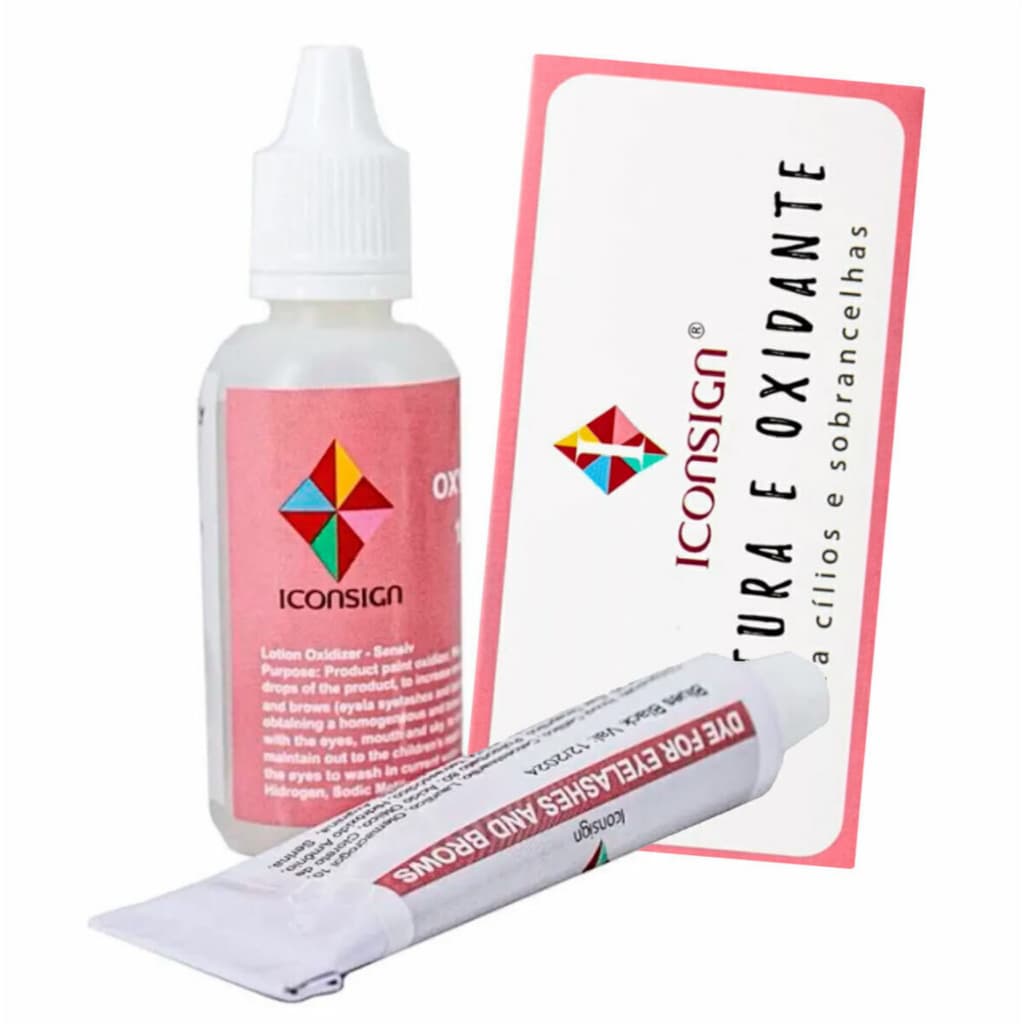 Kit Tintura Oxidante Iconsign Para Lash Lifting Brow Lamination Cílios Sobrancelhas Dappen De Vidro
