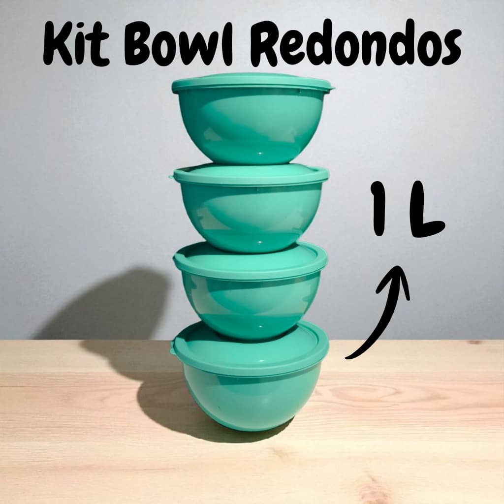 Kit Bowl com 4 Potes Redondos 1L.