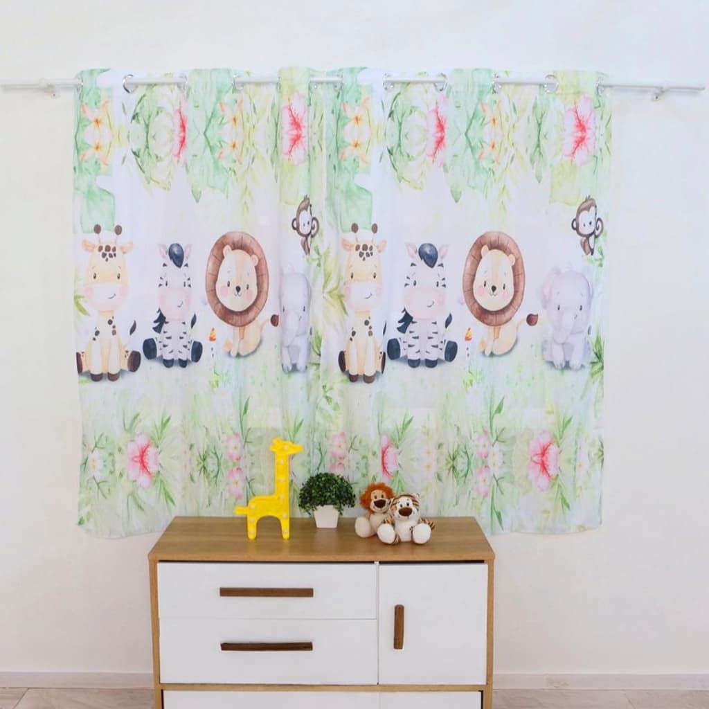 Cortina Infantil Sala Quarto Menina Menino Bebê Light 2 Peças