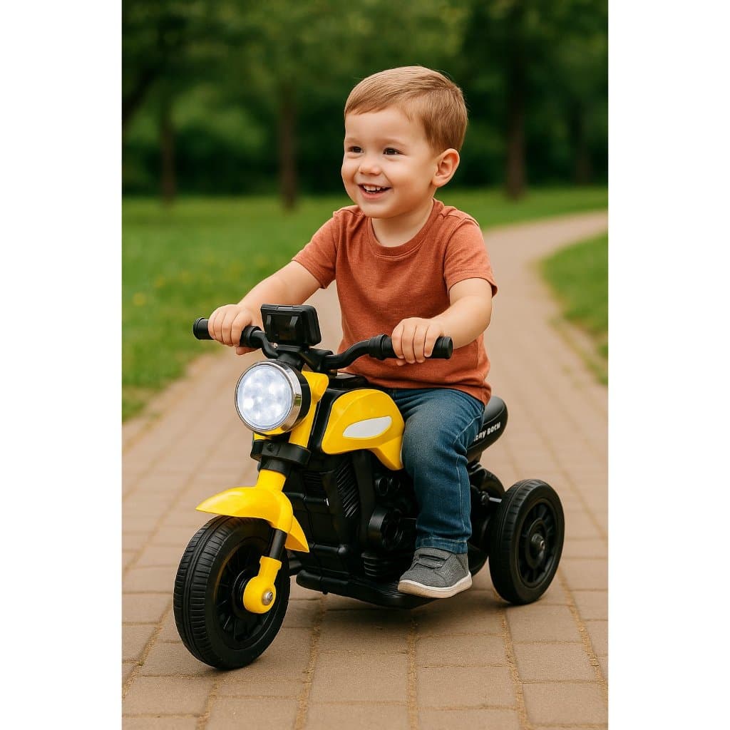 Mini Moto Elétrica Infantil Amarela 🚀 3 a 6 anos | Bateria Recarregável | Até 30kg