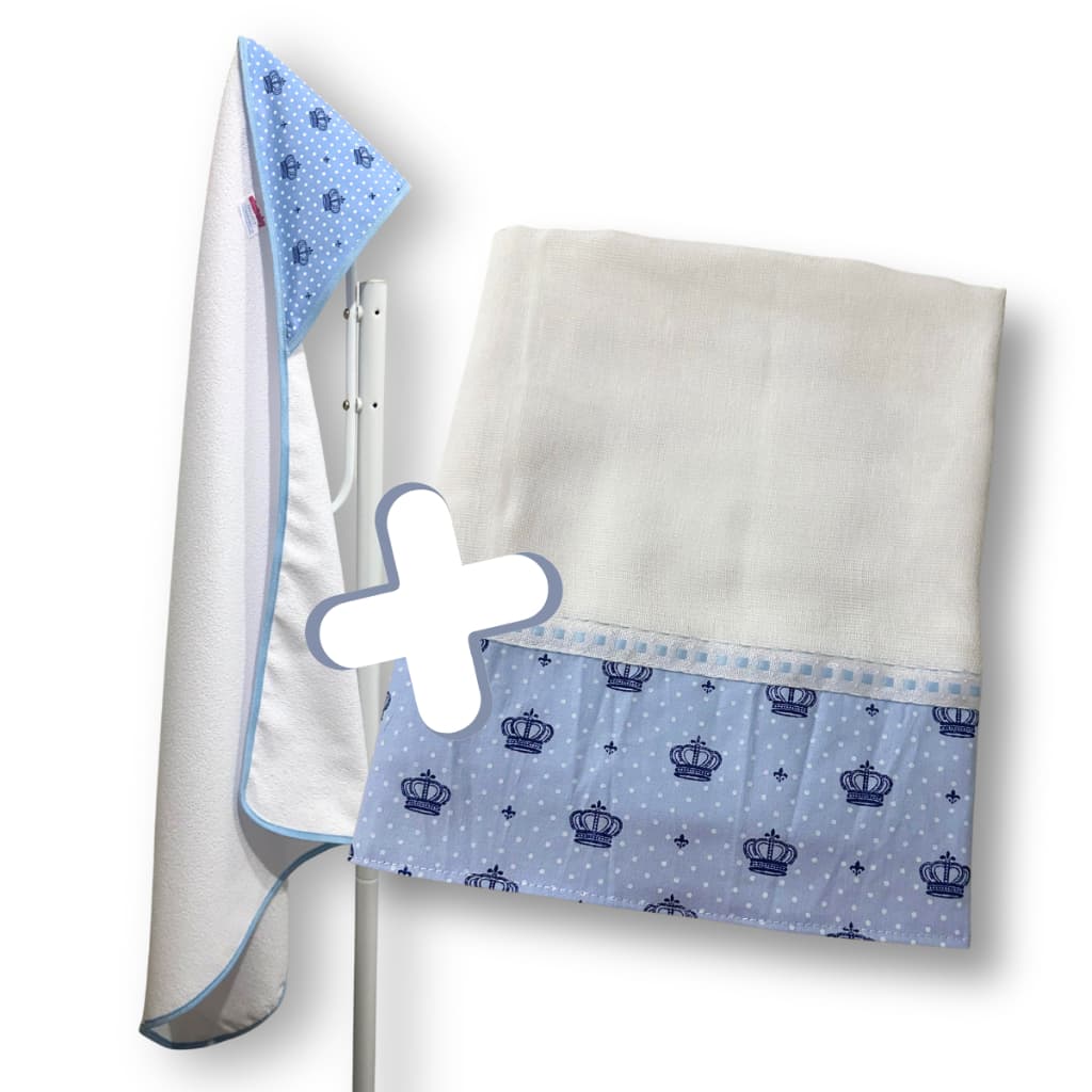 Kit Enxoval Bebê – Toalha com Capuz Forrado Estampado + Fralda Toalha com Barrado