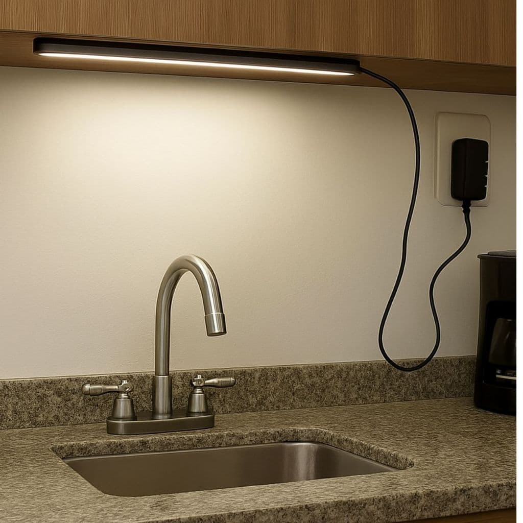 Perfil de LED 50cm para Sobrepor em Móveis – Kit Completo com Plug para Tomada