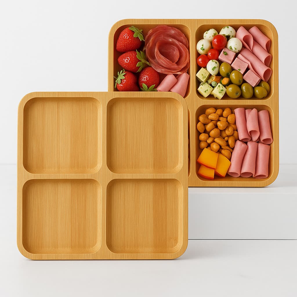 Petisqueira Bandeja Petisco 4 Divisórias 23 CM x 23 CM Cozinha Festa Restaurante - ENVIO IMEDIATO