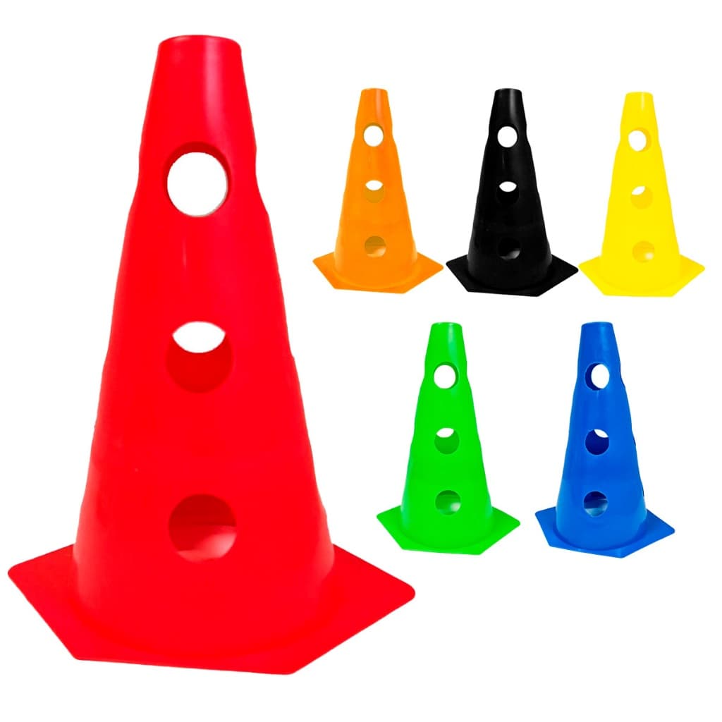6x Mini Cone Sinalização Esportivo Agilidade Furado 23cm