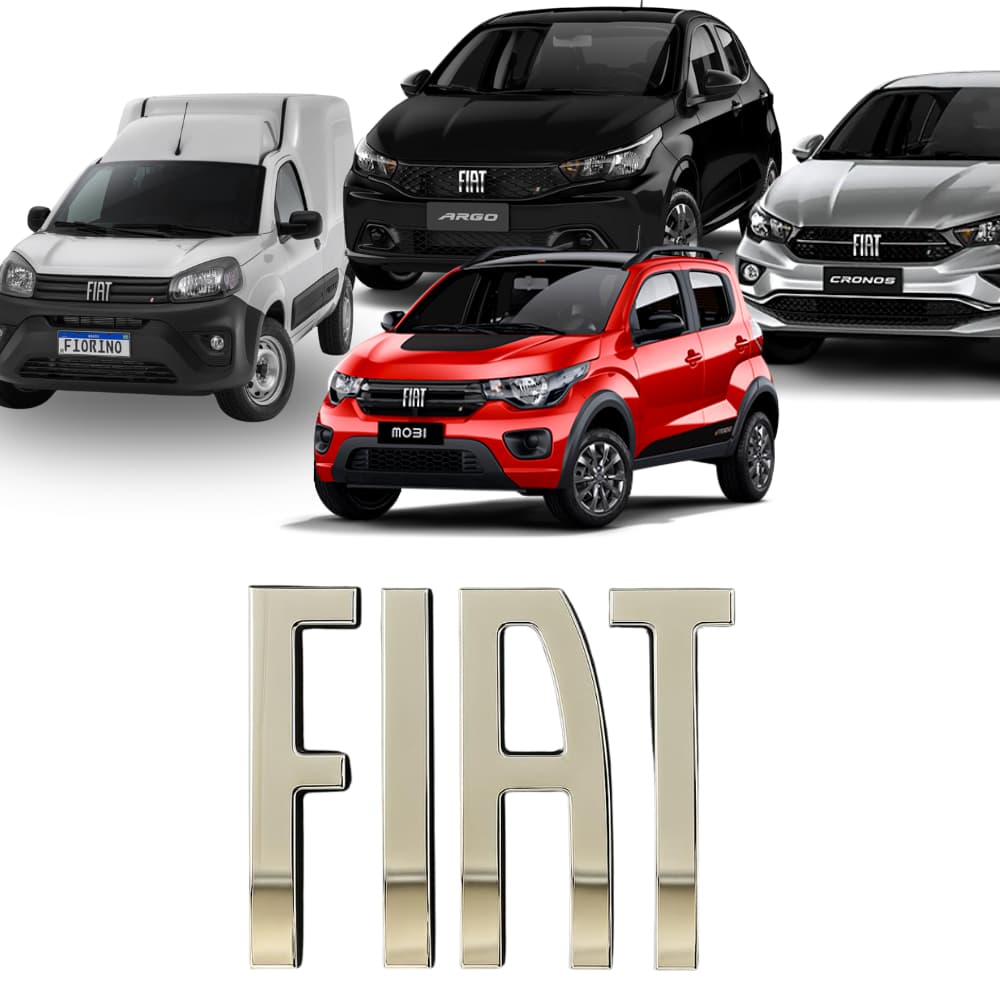 Emblema Dianteiro Grade  Original Cromado Preto Grafite Fiat Argo, Cronos, Fiorino, Mobi 2021 a 2024