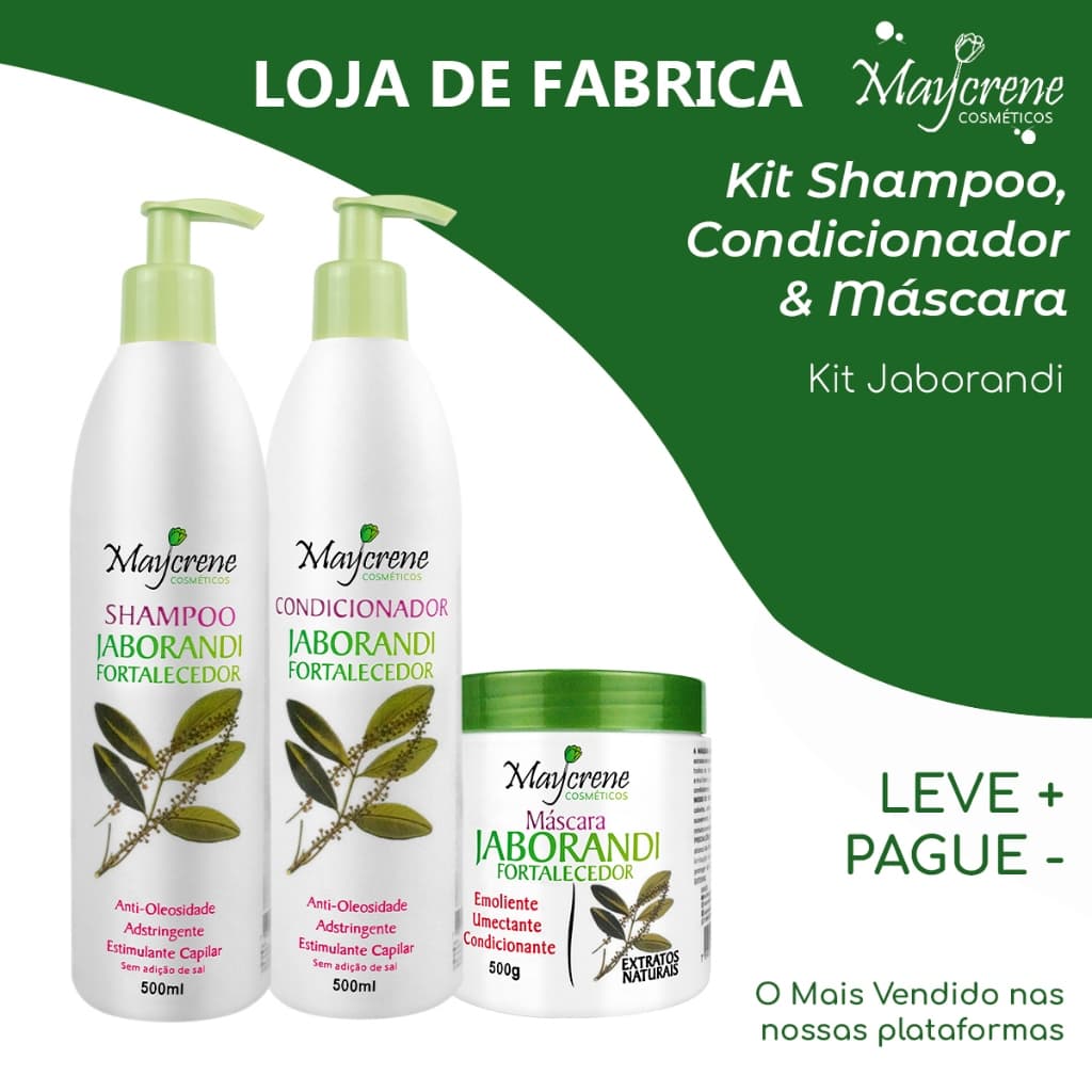 Kit Jaborandi Fortalecedor 500ml  Maycrene |  Anti-Oleosidade, Adstringente, Umectante e Estimulante Capilar