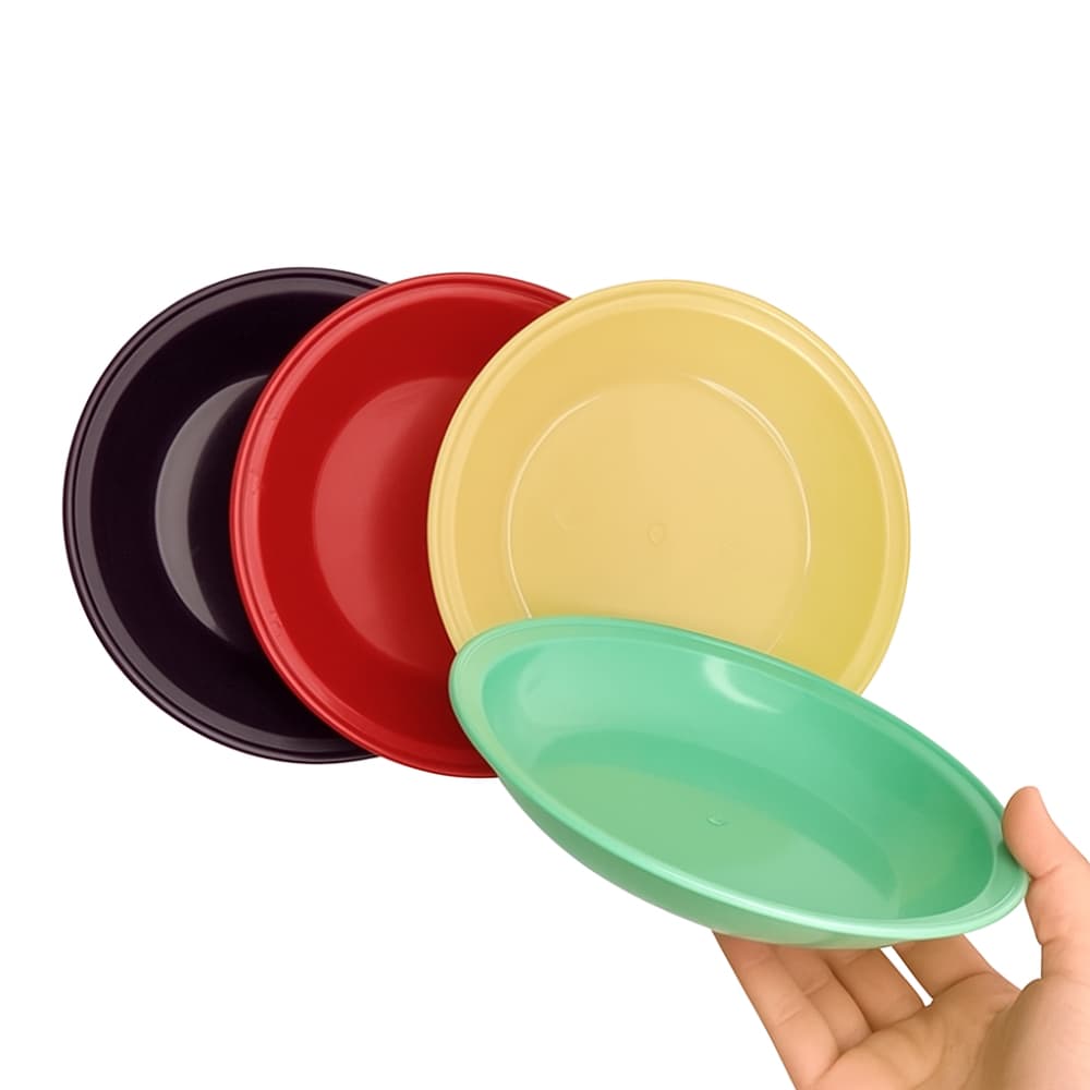 Kit 2 Pratos Plástico Escolar Multiuso Colorido Reutilizável Resistente Festa Infantil Cozinha