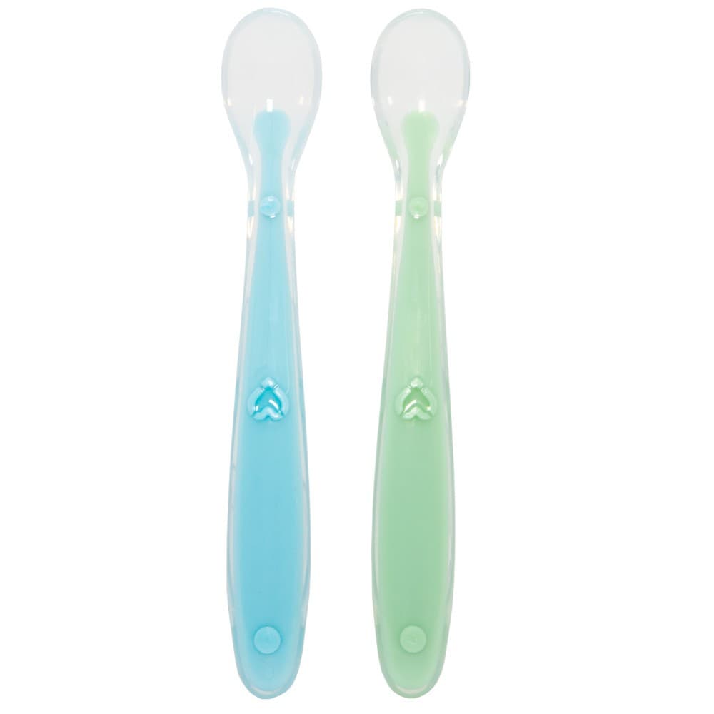 Kit Colheres de Silicone Anatômico Azul/Verde 13915 Livre de BPA – Buba