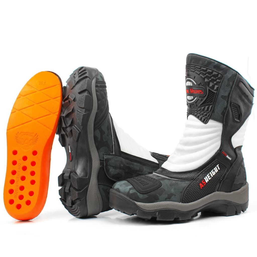 Bota Motociclista Camuflada Com Palmilha que Aumenta 9CM exclusiva no Brasil