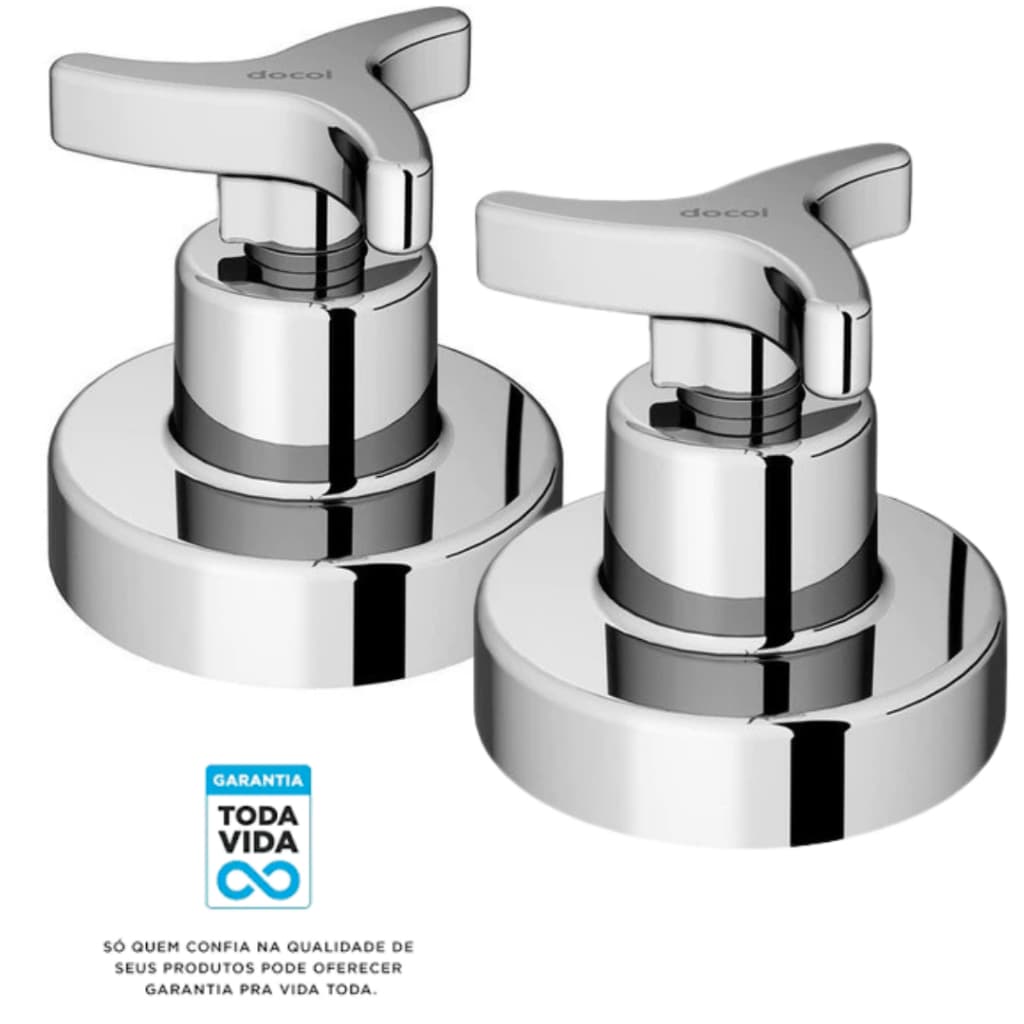 Kit 2 Acabamento Registro Docol Nova Trio 3/4 Banheiro Moderno Design Sofisticado Luxo Residencial