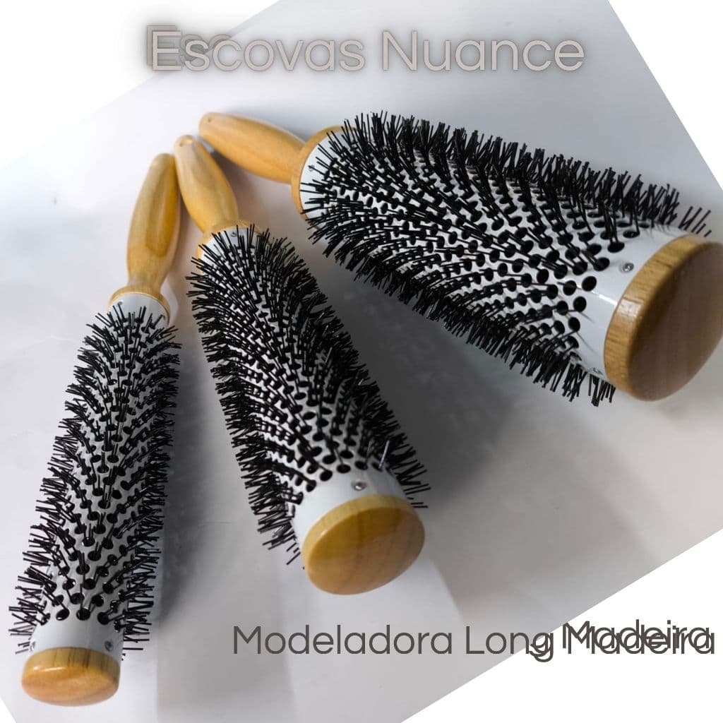 NUANCE Escova Longa Modeladora Cabo MADEIRA