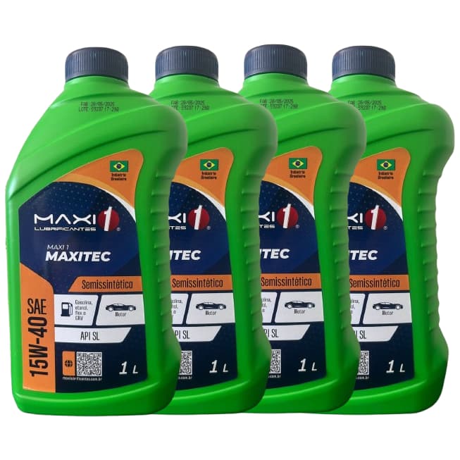 KIT COM 4 LITROS ÓLEO LUBRIFICANTE 15W40 SEMISSINTÉTICO MAXI. UNIDADE