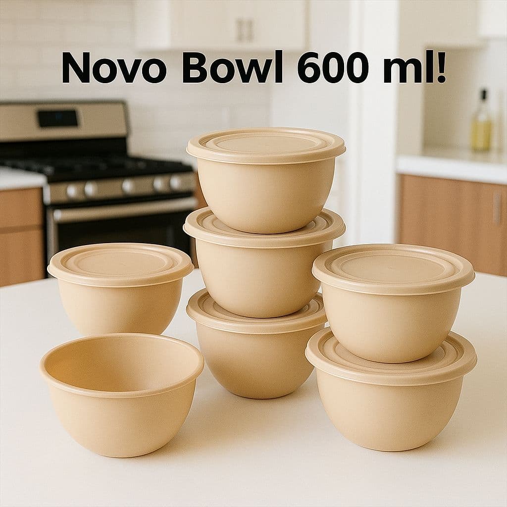 kit 10 peças redondo bowl potes 600ml