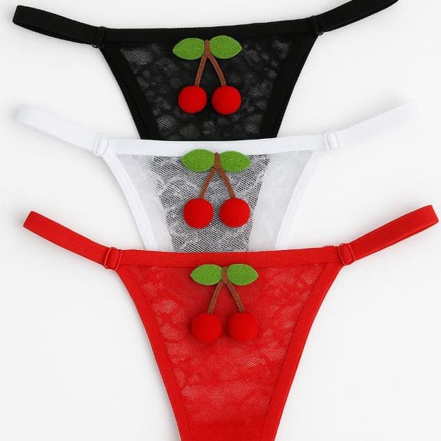 KIT COM 3 UNIDADES Tanga Cerejinha de Tule