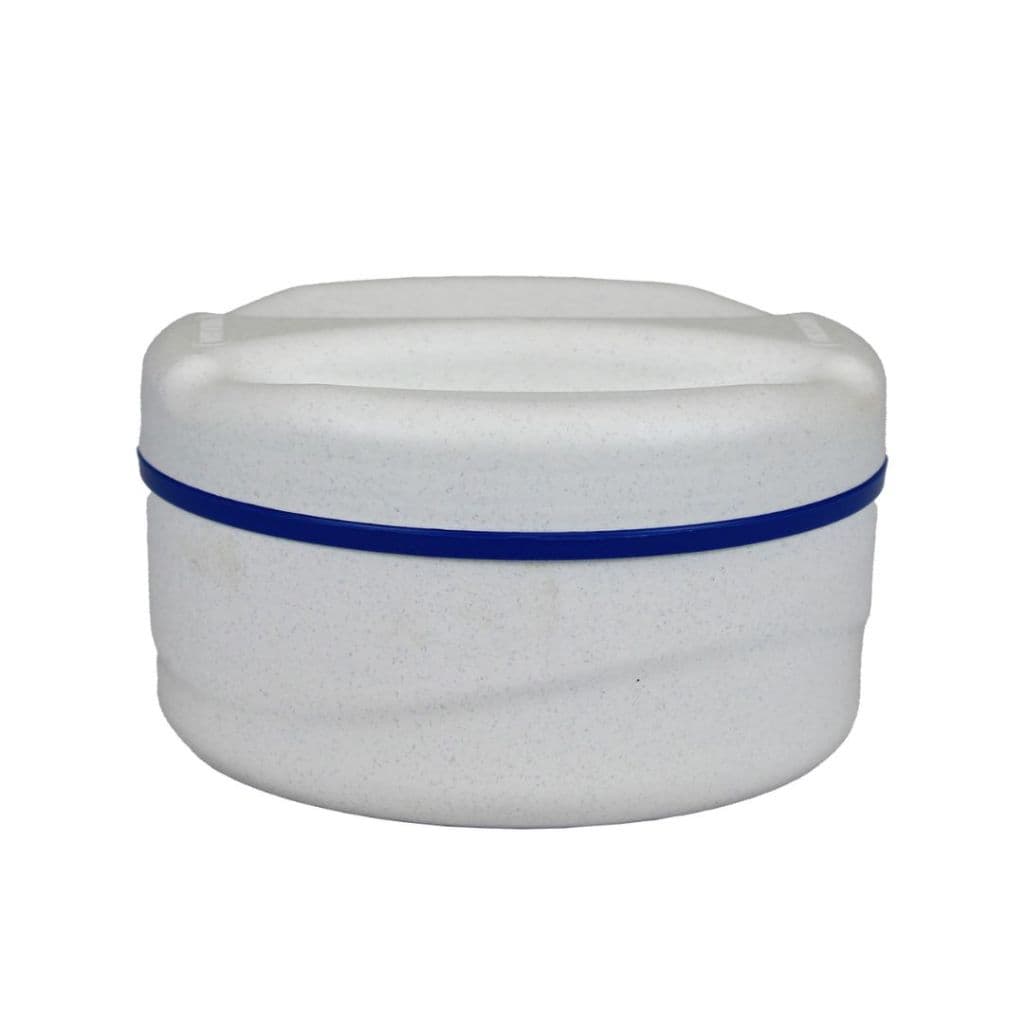 Marmita Térmica Com Tampa Rosca 1 litro Cor Branca Com Azul 1 Unidade
