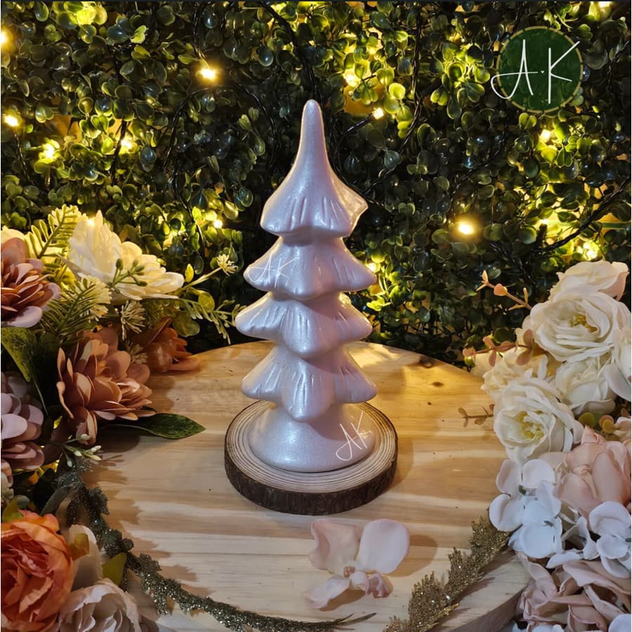 Estatueta Árvore de Natal Cerâmica Decoração Casa Rústica Sala Escritório Mesa Natalina 6x17 e 9x21