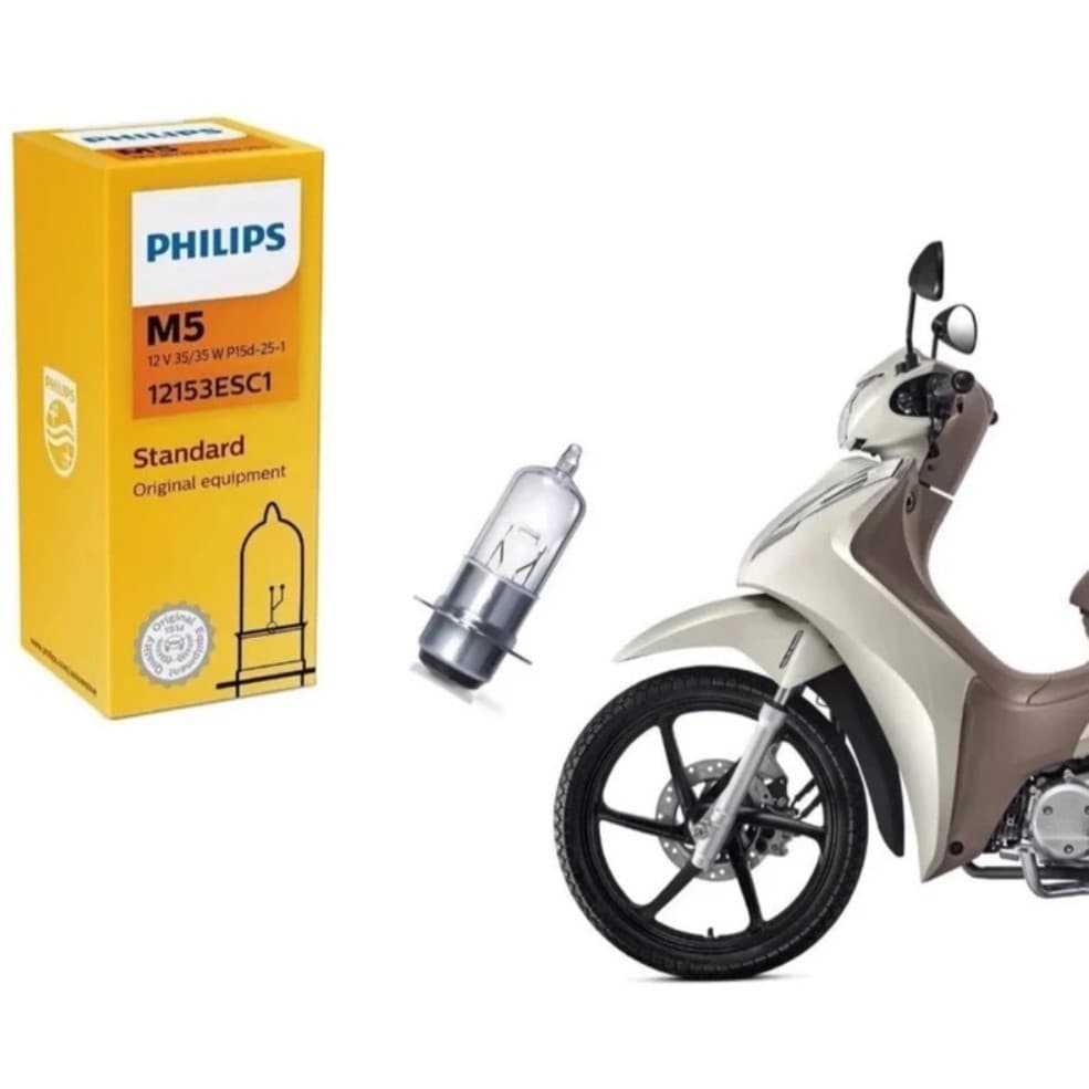 Lâmpada Philips M5 Farol Moto 12V Biz 100 125 Bros 125 150 Neo Original
