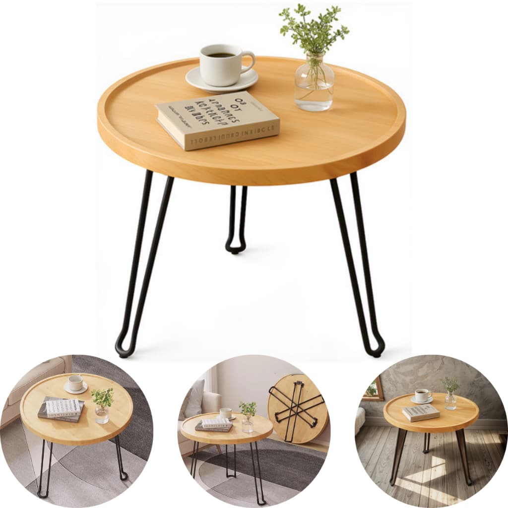 Mesa de Centro Madeira Apoio Canto Criado Sala Quarto Decoração Elegante Moderno 3 Pés de Ferro