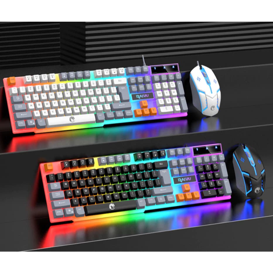 Kit Teclado E Mouse De Gamer Com Fio Para Três combinações de cores Iluminado Semimecânico