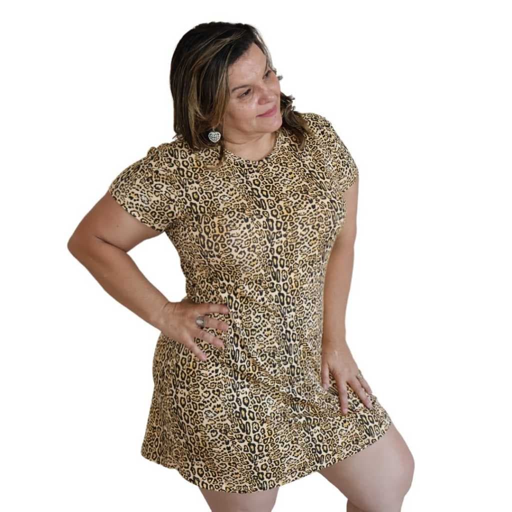 Camisola Feminina Curta Estampa Animal Print em Viscolaycra Plus size