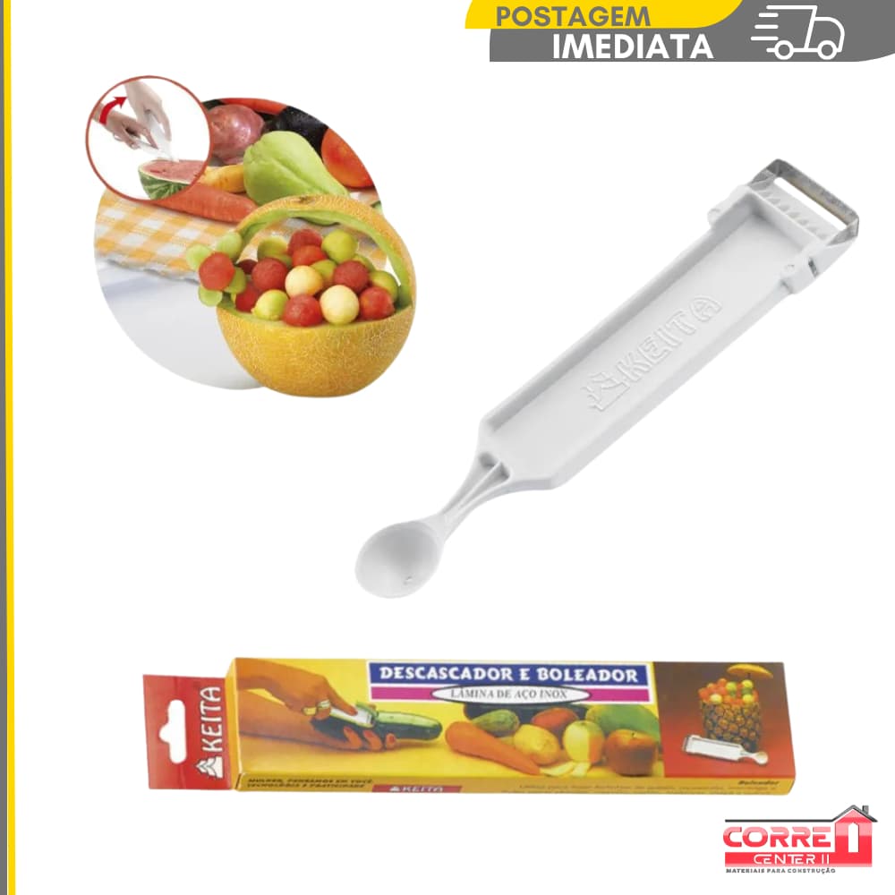 Descascador Boleador Furador Batatas Frutas Legumes 2 Em 1