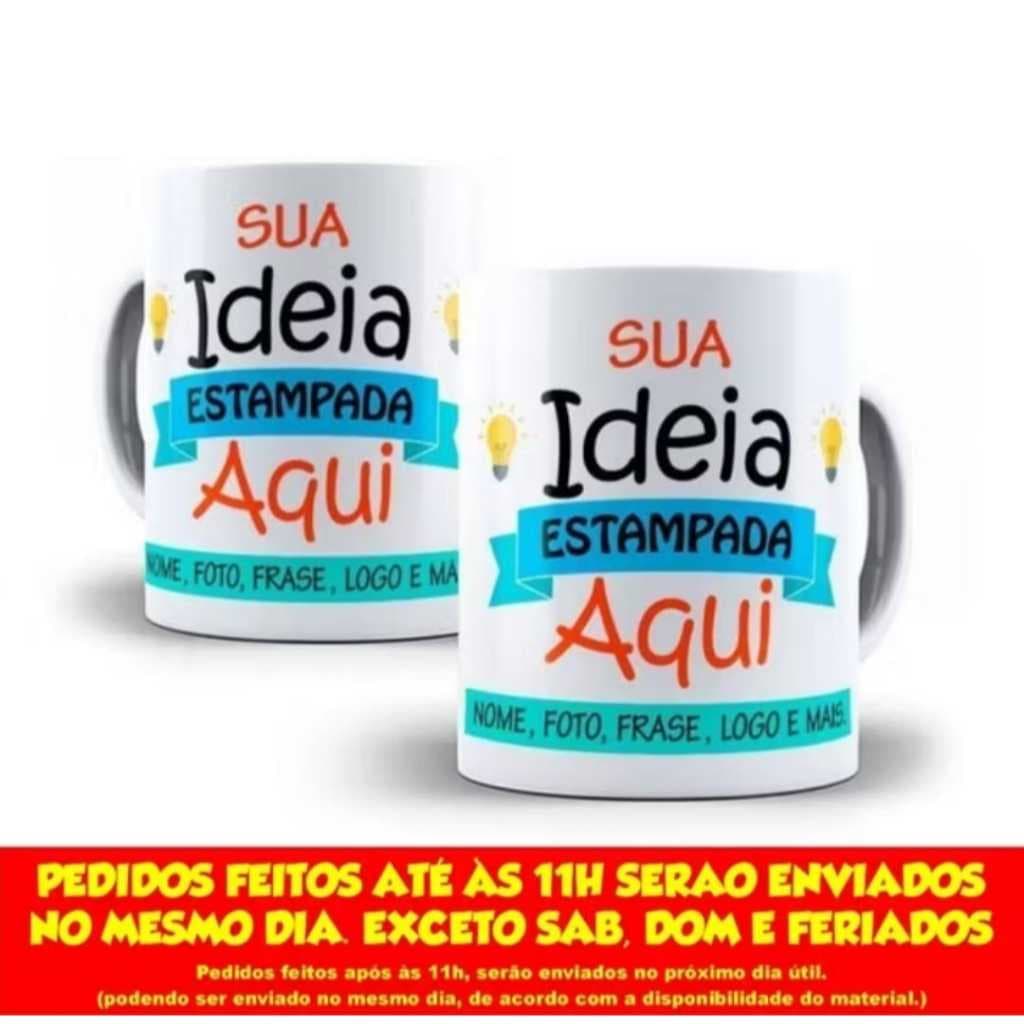 Caneca Personalizada de Porcelana 325ml com sua Foto e Frase ( MONTAMOS PRA VOCÊ ) - Alta Qualidade