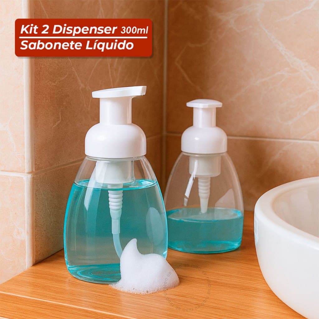 Kit 1/2 Dispenser Porta Sabonete Líquido Saboneteira Sistema Bomba de Espuma 300ML