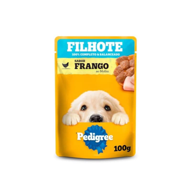 Kit 03 Ração Úmida Pedigree Sachê Cães Filhotes carne ao Molho 100 g