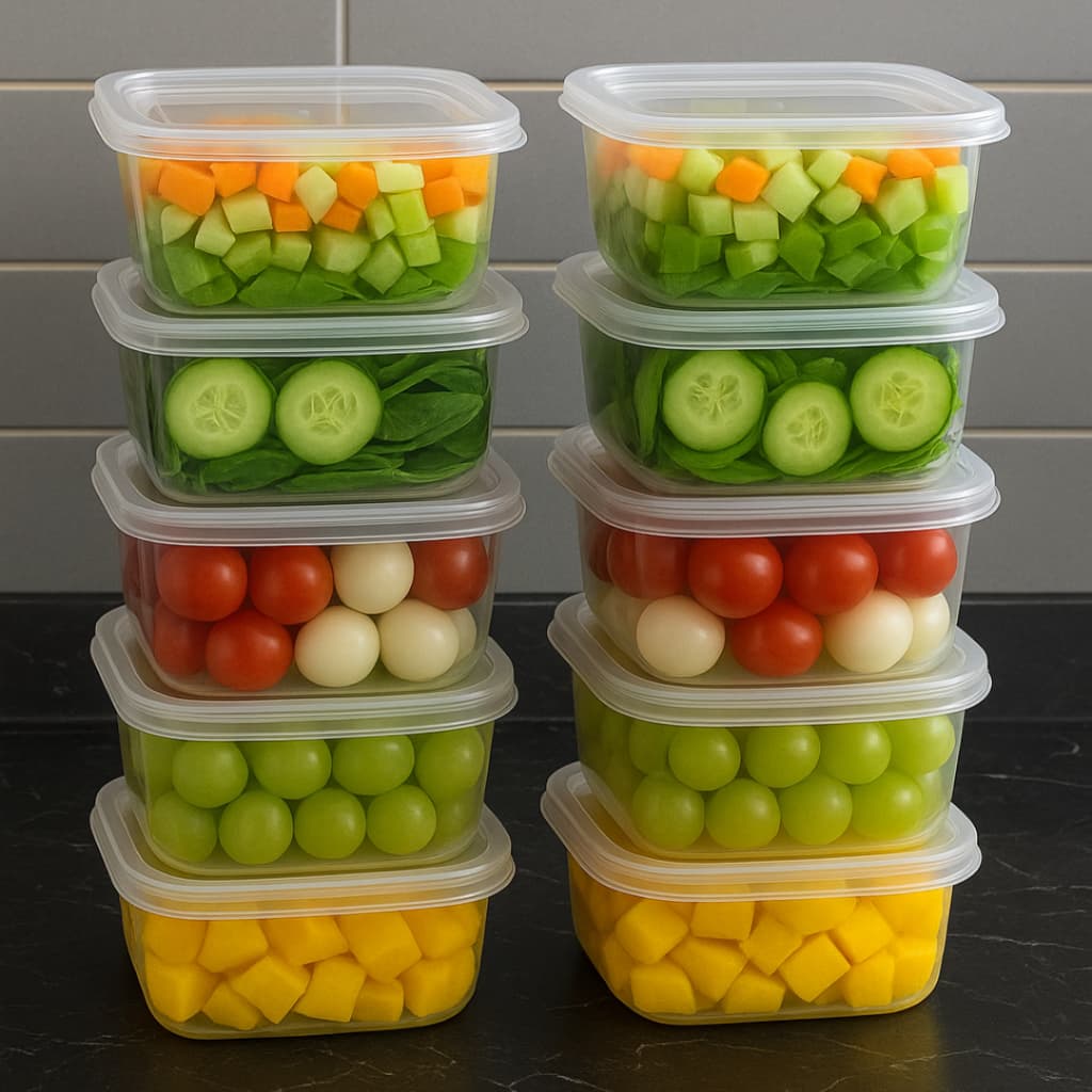 Kit Potes Marmita Fitness 350ml Livre de BPA Freezer E Micro-ondas Retangular Alimentos Frutas