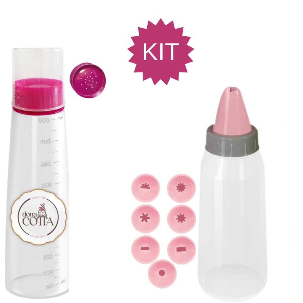 Kit 1 Bisnaga Decoradora Com 8 Bicos  E 1 Bisnaga Regadora Bolo Massas