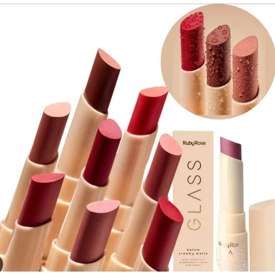Batom Creamy Matte Alta Cobertura Glass Ruby Rose