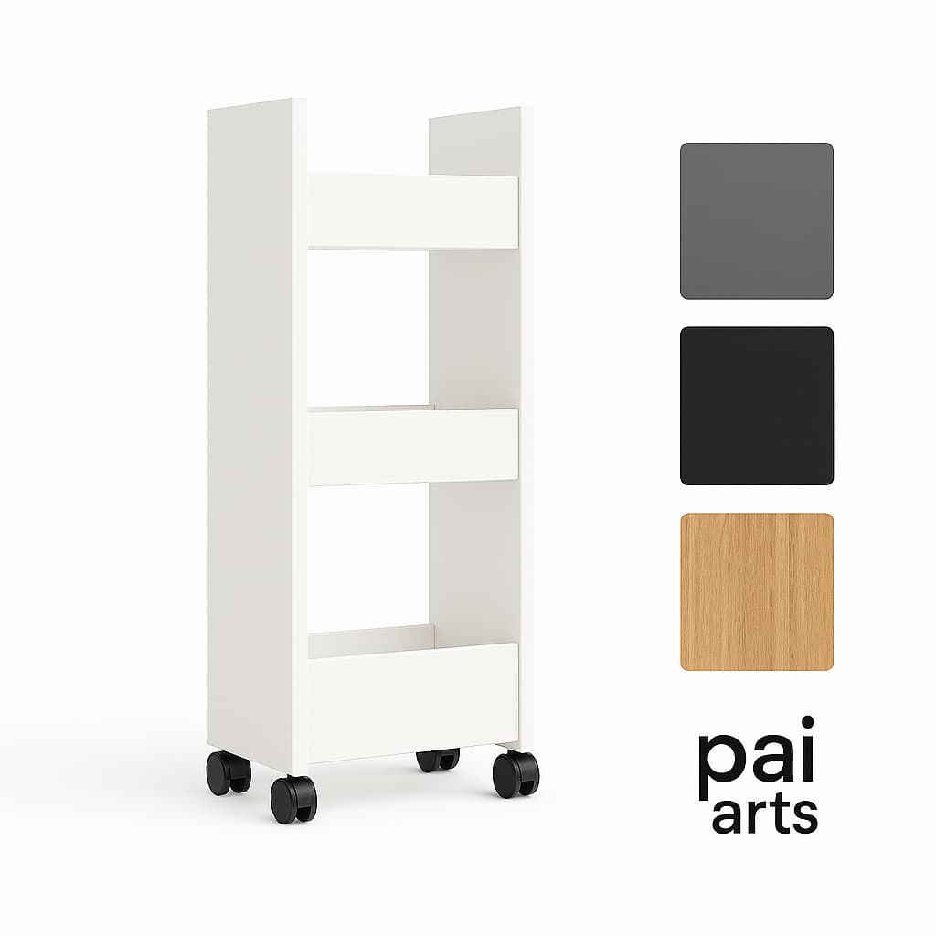 PAI ARTS - Carrinho Multiuso Organizador 100% MDF com Rodinhas