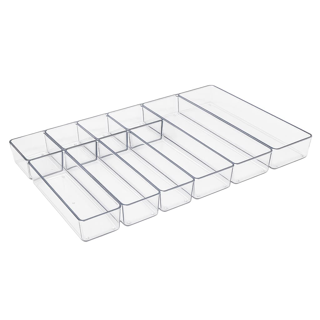 10 Organizadores de Gavetas Maquiagem Modular Gaveta Acrílico Multiuso Organizador de Talher