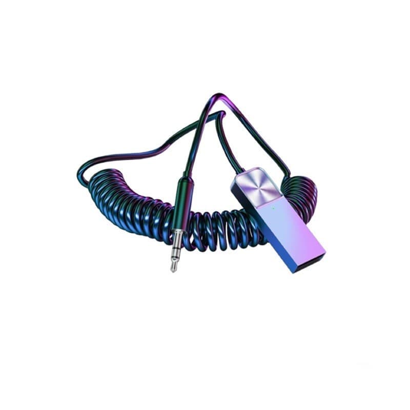 Adaptador Receptor Bluetooth 5.1 de Áudio Sem Fio USB P2 3.5mm Entrada Aux. com Microfone p Carro