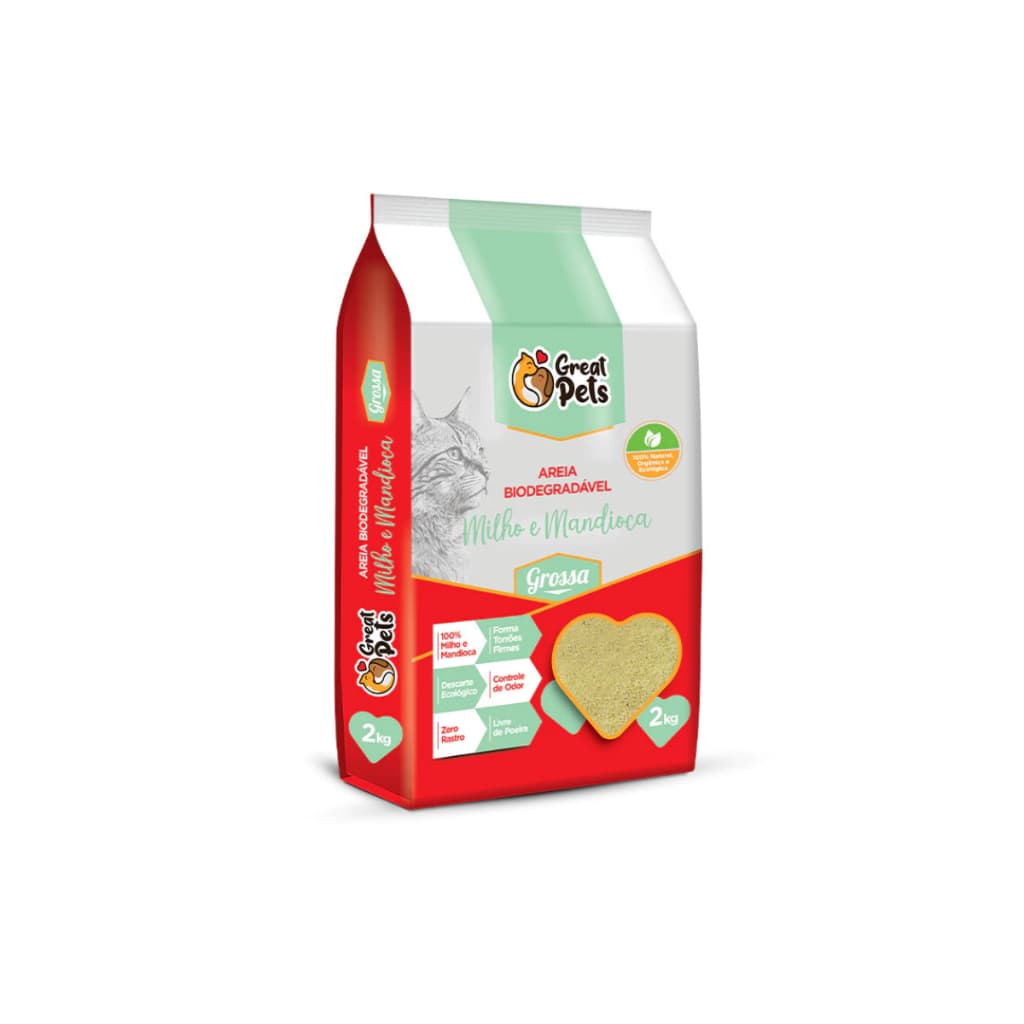 Areia Biodegradável Grossa 2kg para Gatos Great Pets