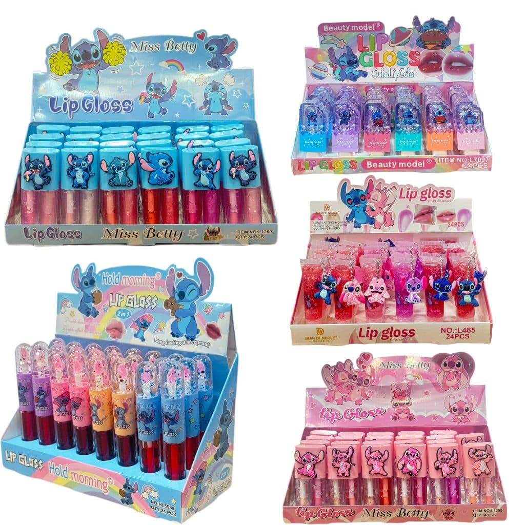BOX C/24 LIP GLOSS STITCH，Embalagem fofa, lábios hidratantes,infantil, promoção