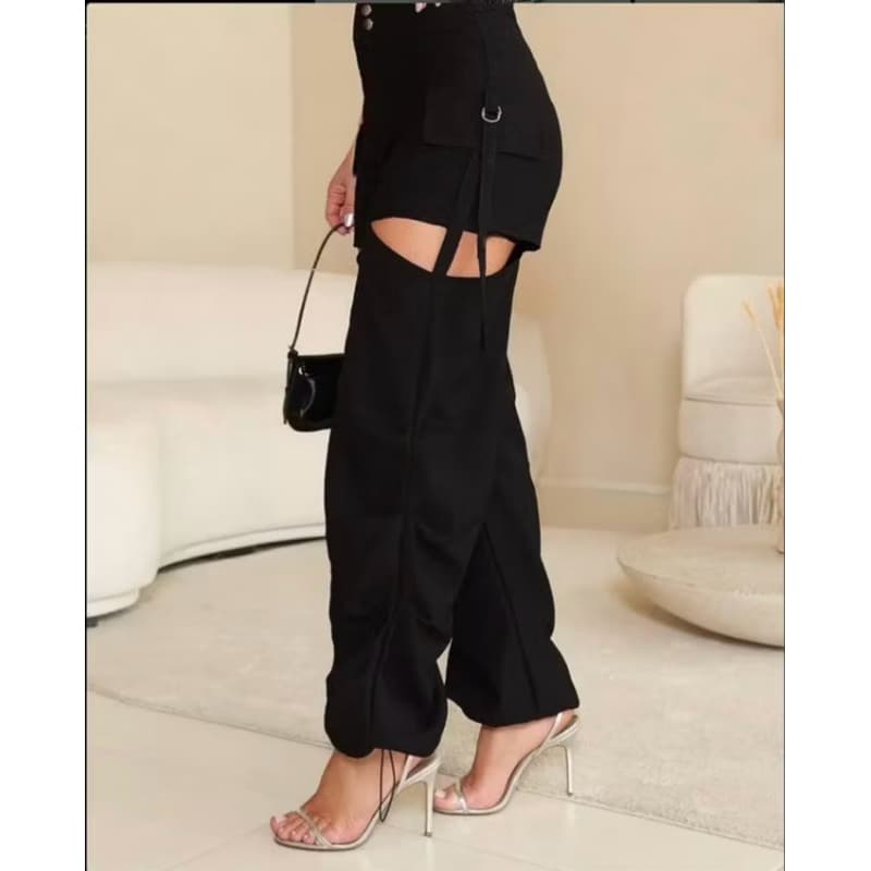 Calça Sensorial Parachute Feminina Cargo com ajuste na abertura Tecido Premium Leve e Confortável Estilo Street Gringa
