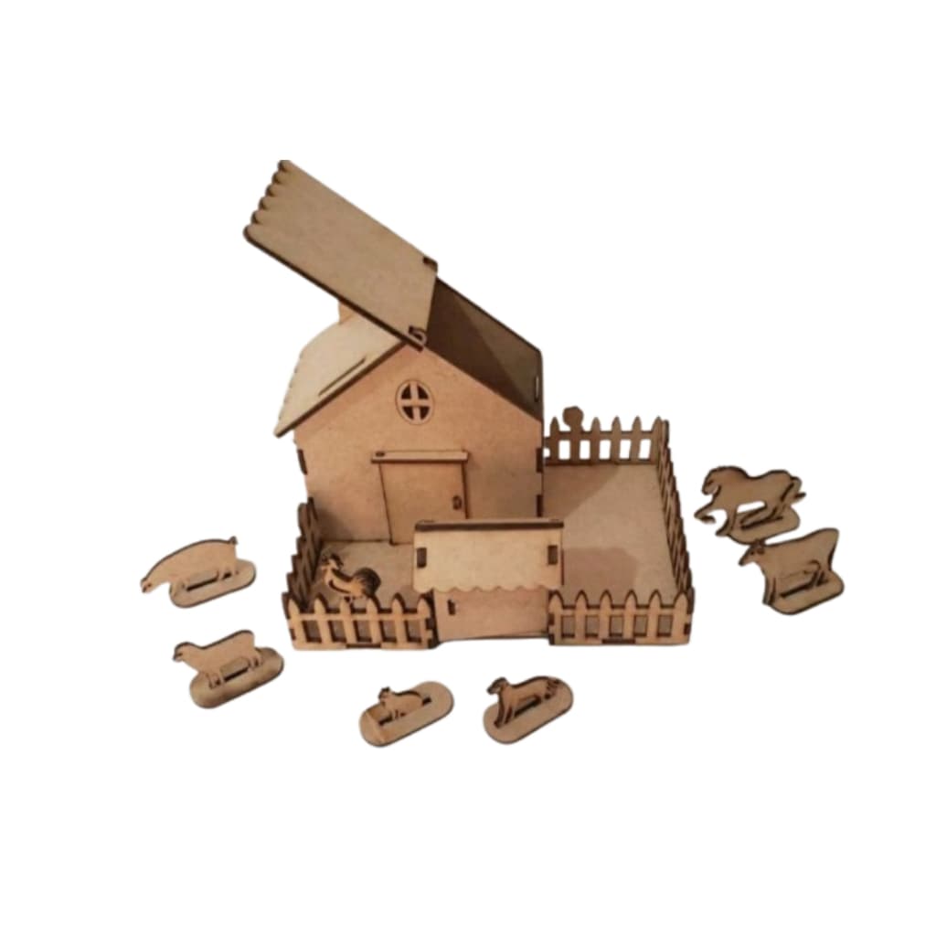 10 desmontadaFazenda Fazendinha com Animais Brinquedo Infantil mdf Decorativo