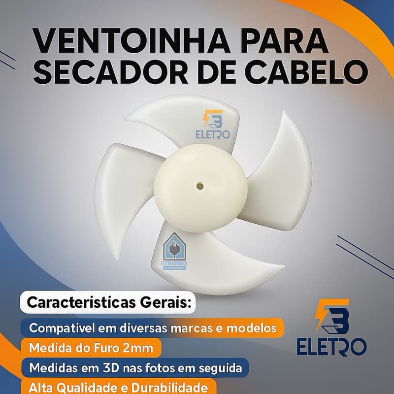 Ventoinha Hélice para Secador de Cabelo Mondial Power Shine / Black Rose e Rose Gold