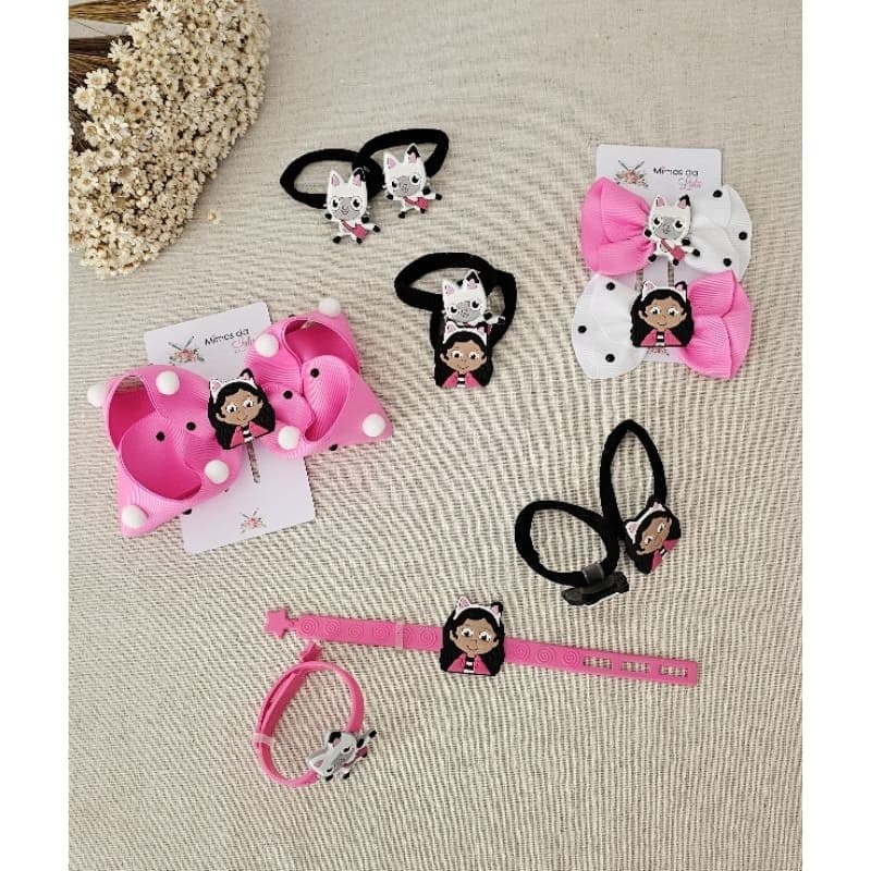 Laço Gabby casa mágica  gato pandy pulseiras xuxinhas