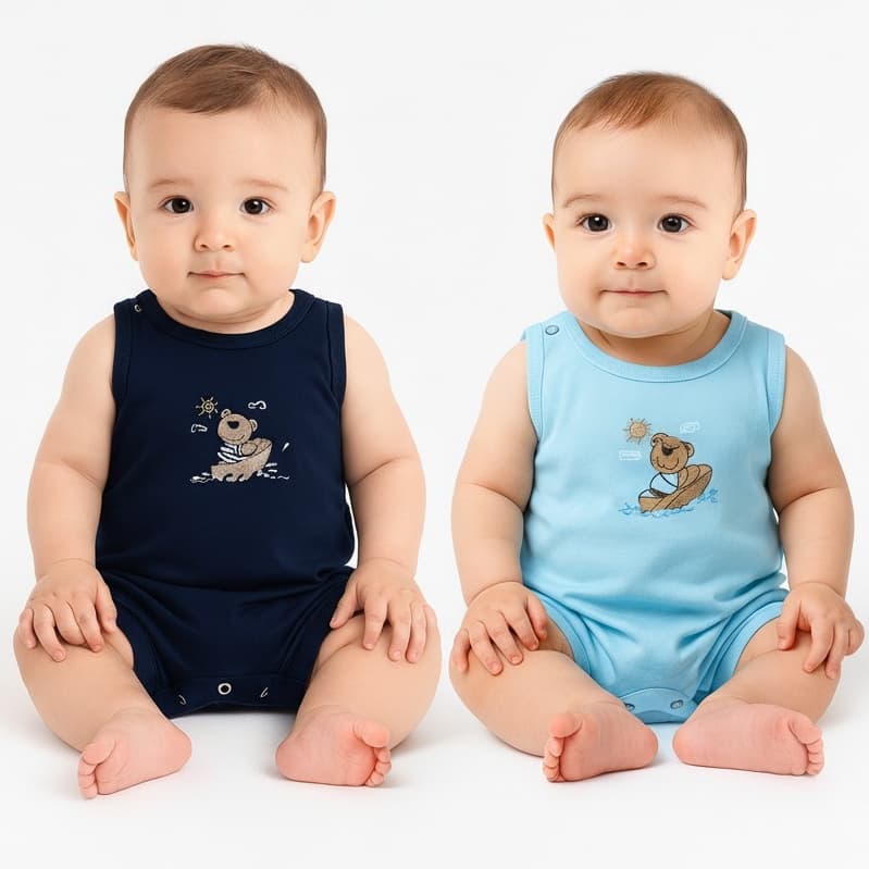 Kit 2 Macacão Infantil Bebê Menino Básico Super Macio e Leve Lançamento