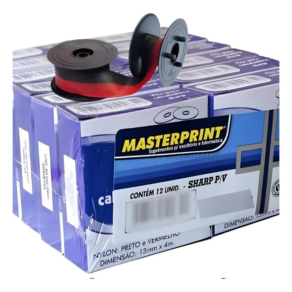 FITA PARA CALCULADORA SHARP PRETO E VERMELHO KIT C/ 12