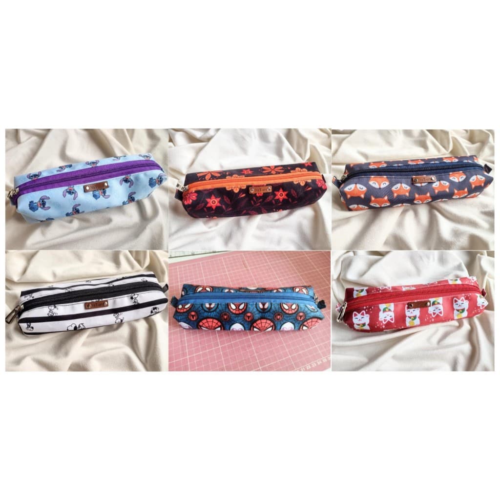 Estojo escolar box Homem Aranha / Stitch / Snoopy / Raposa / Gato / Flores